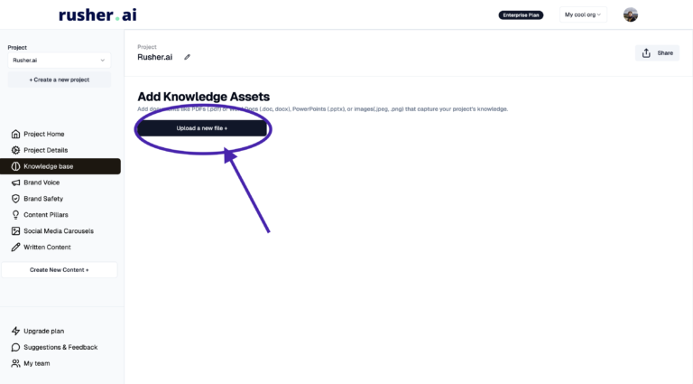 How to Upload Documents to Your Knowledge Base in Rusher.ai