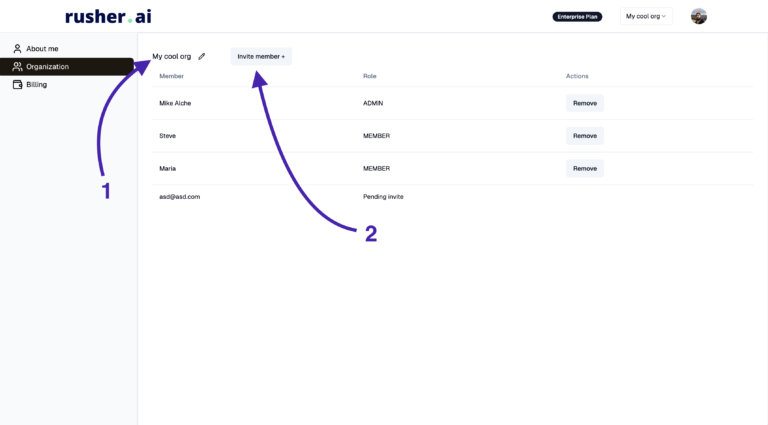 How to Invite Team Members to your Rusher.AI’s Organization